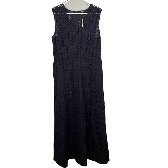 Madewell Eyelet V-Neck Maxi Dress Black size 16 NWT FLAWED - Picture 2 of 8